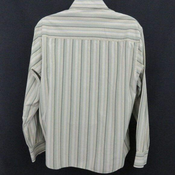 Cubavera Embroidered Flower Green Striped Shirt - Picture 3 of 8